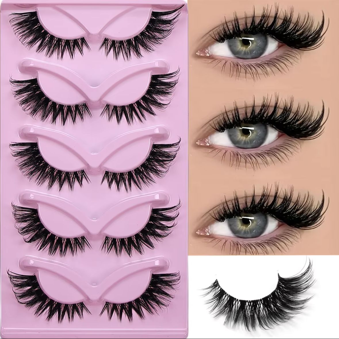 5 Pairs Cat Eye False Eyelashe - Eyelash Extension Volume Cat Eye recension och pris